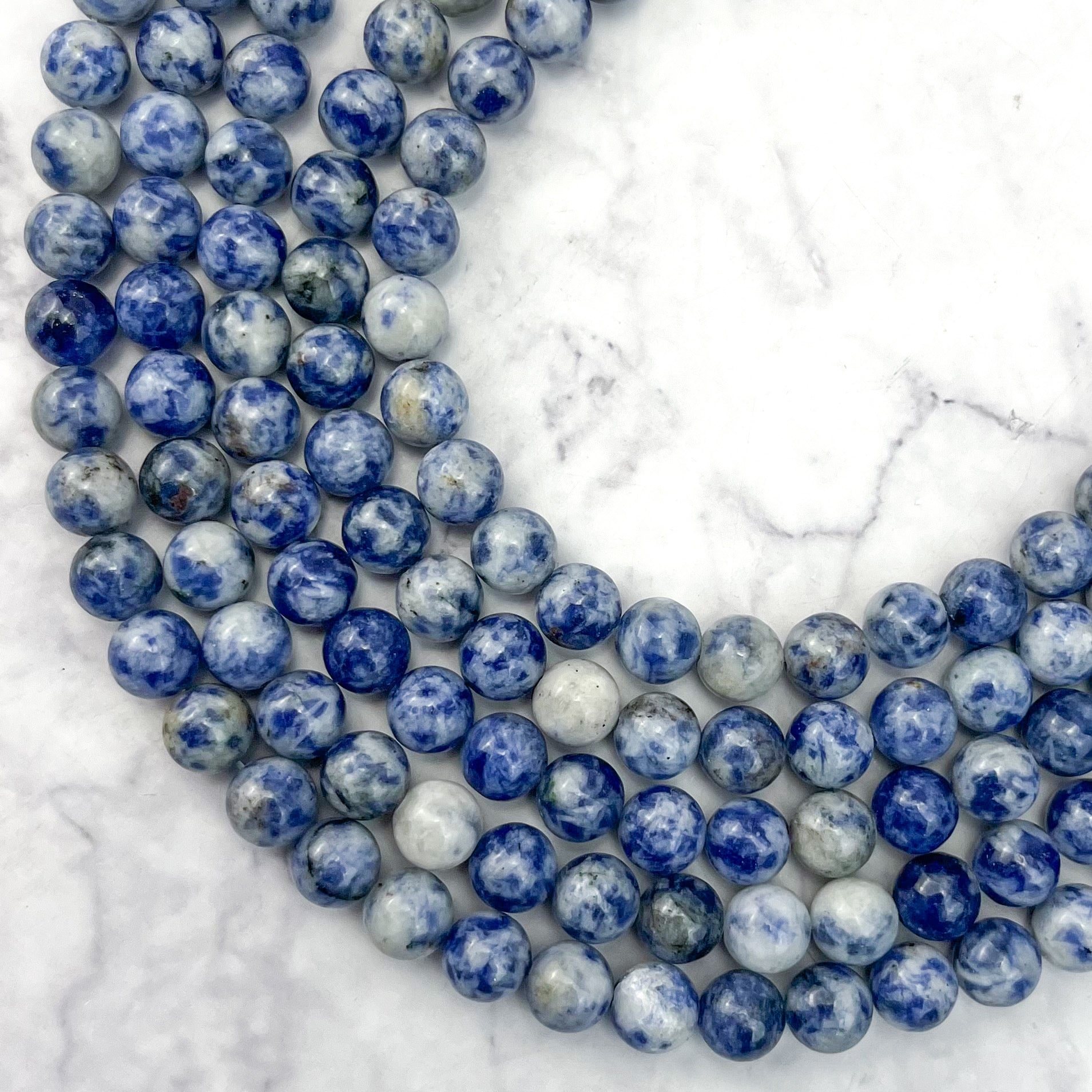 8mm Blue Spot Jasper Bead Strand L8