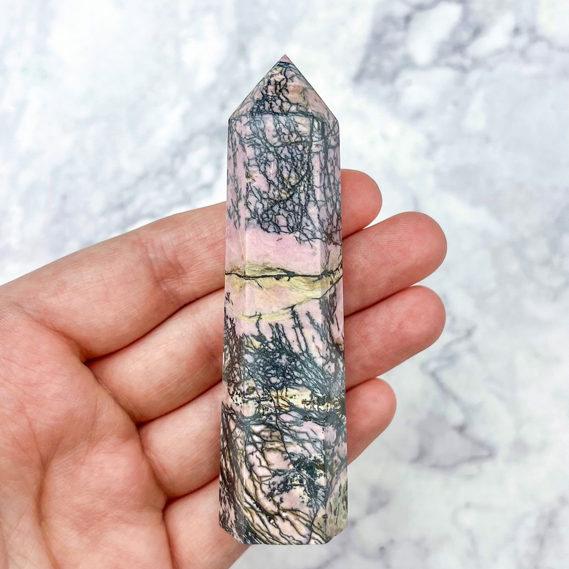 3.25 Inch Rhodonite Tower F18