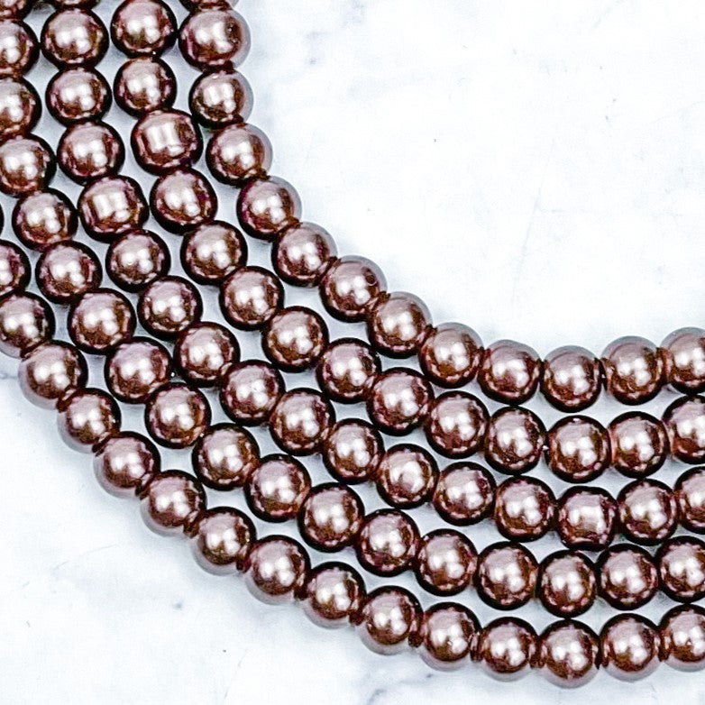 6mm Cocoa Pearlized Bead Strand F5