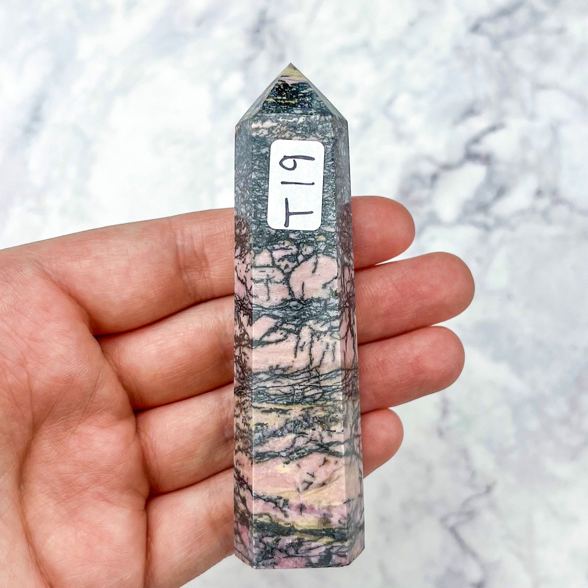 3.5 Inch Rhodonite Tower T19