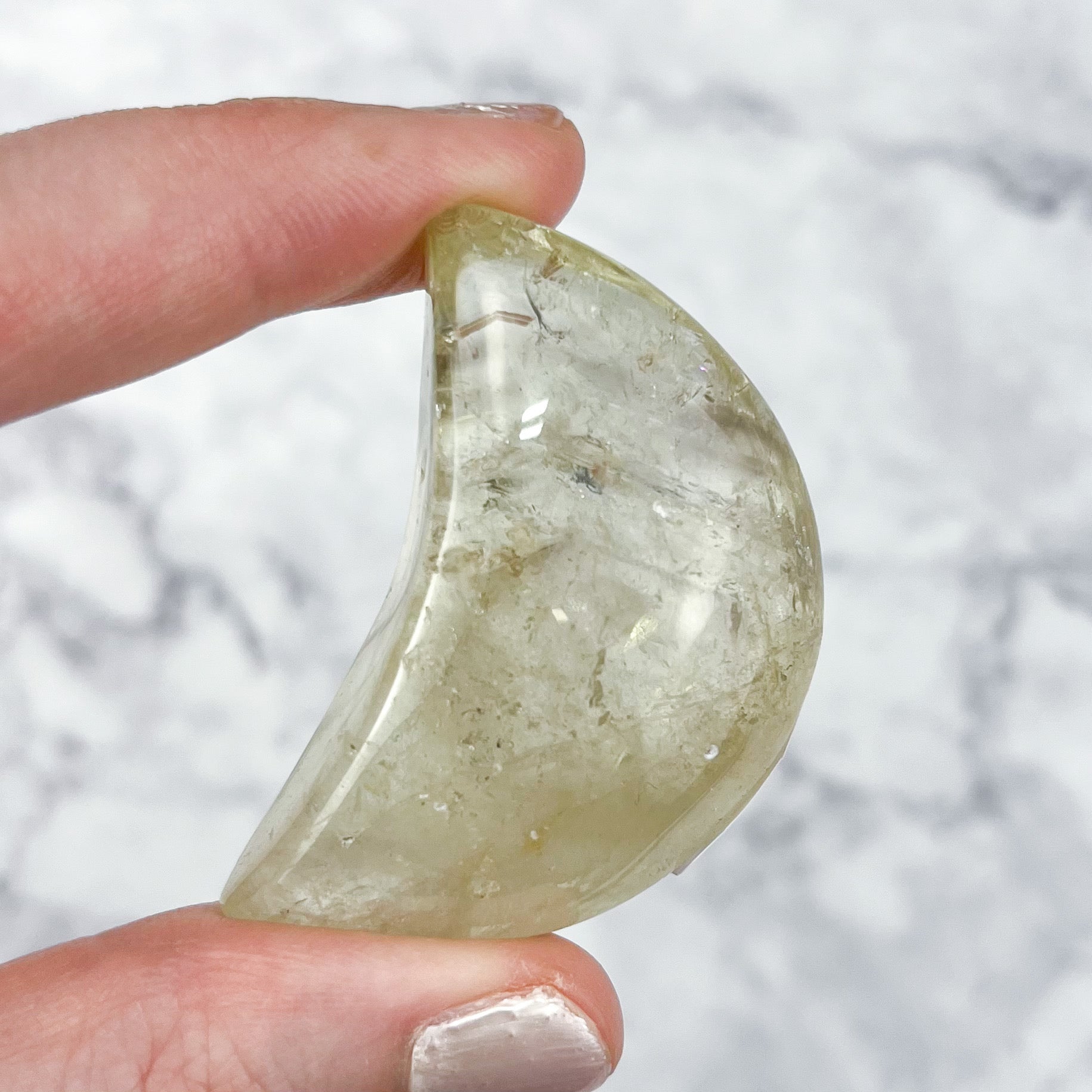 1.75 Inch Smoky Lemon Quartz Moon Q32