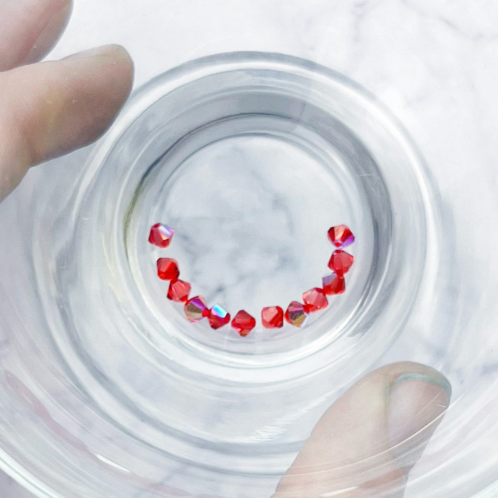 4mm Swarovski Light Siam Red AB Bicone Bead Pack (10 Beads) E3