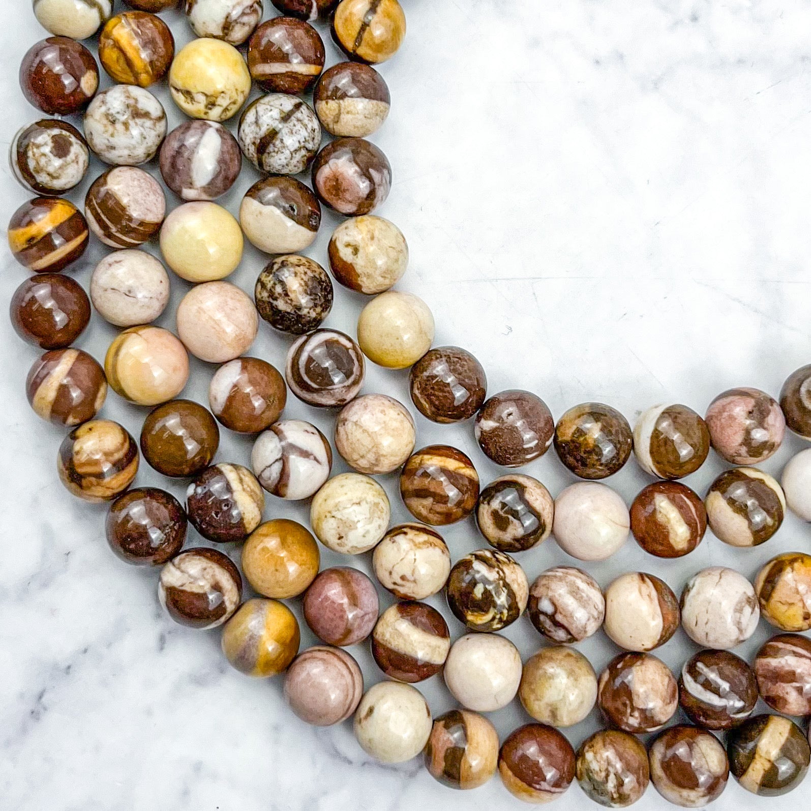8mm Brown Zebra Jasper Bead Strand B12