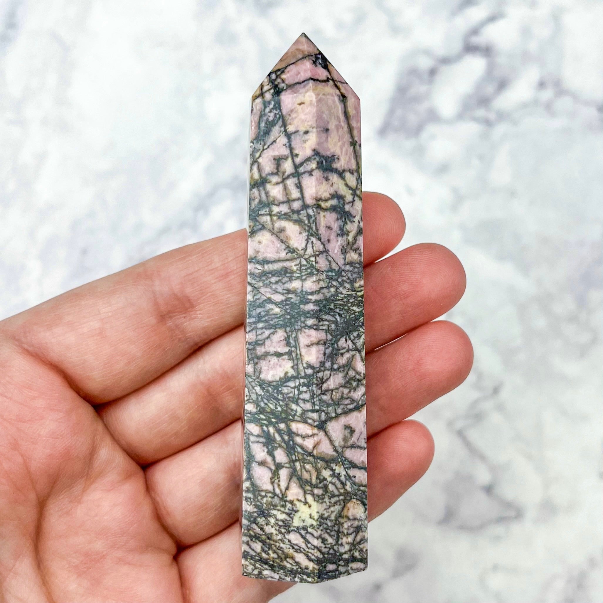 3.5 Inch Rhodonite Tower H19