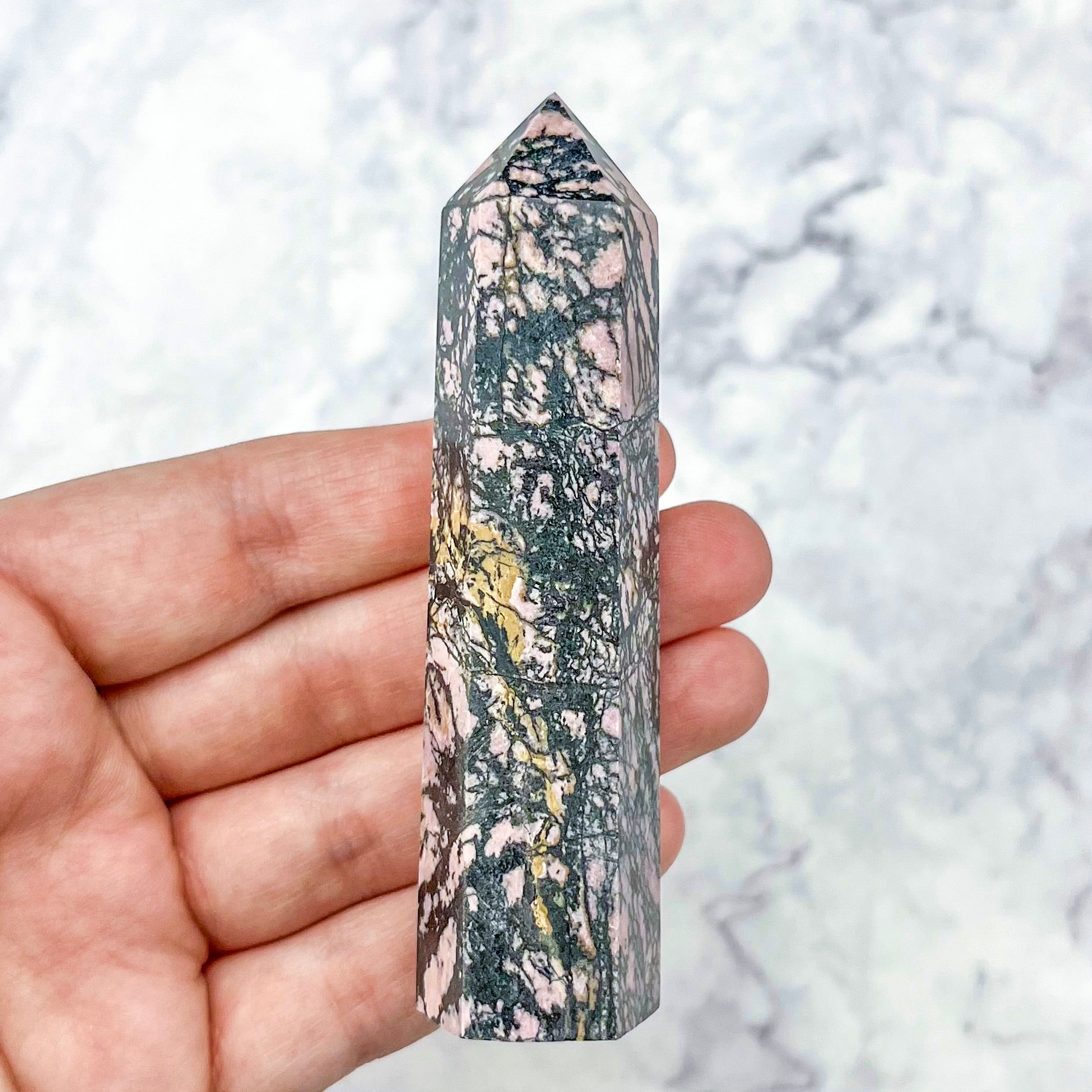 3.5 Inch Rhodonite Tower W19