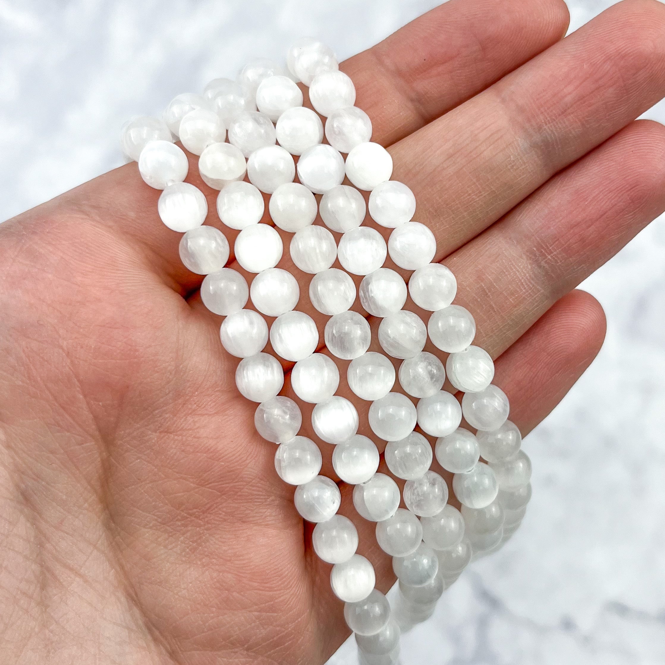 6mm Selenite Bead Strand S18