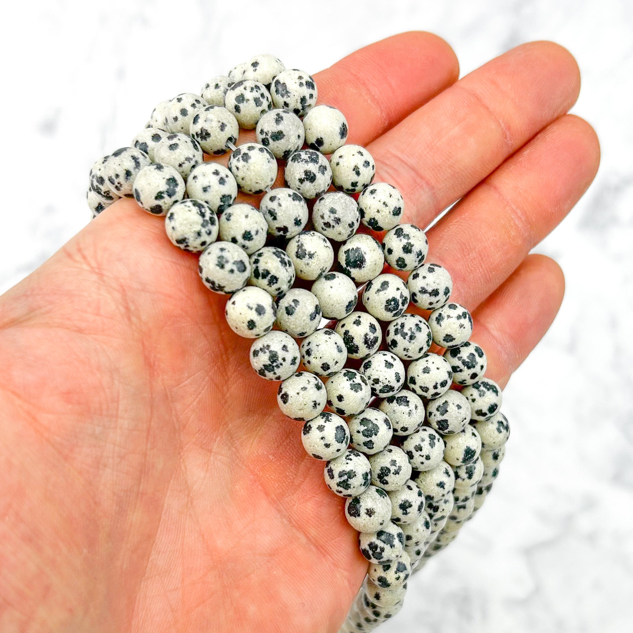 8mm Dalmatian Jasper Bead Strand Q9