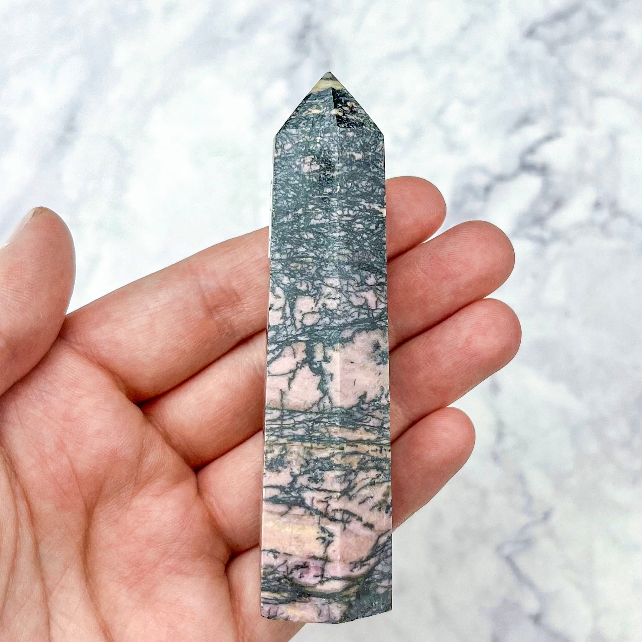 3.5 Inch Rhodonite Tower T19