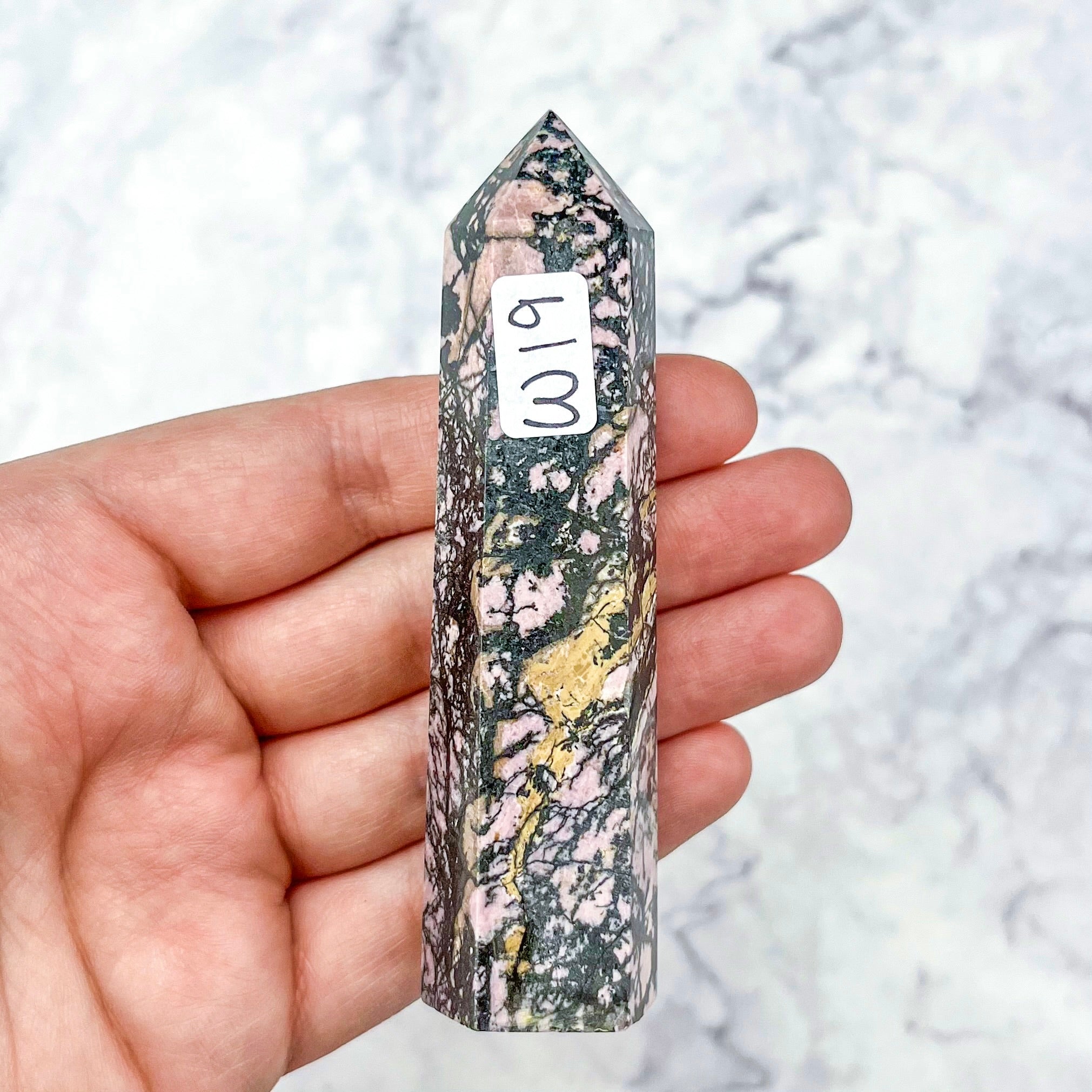 3.5 Inch Rhodonite Tower W19