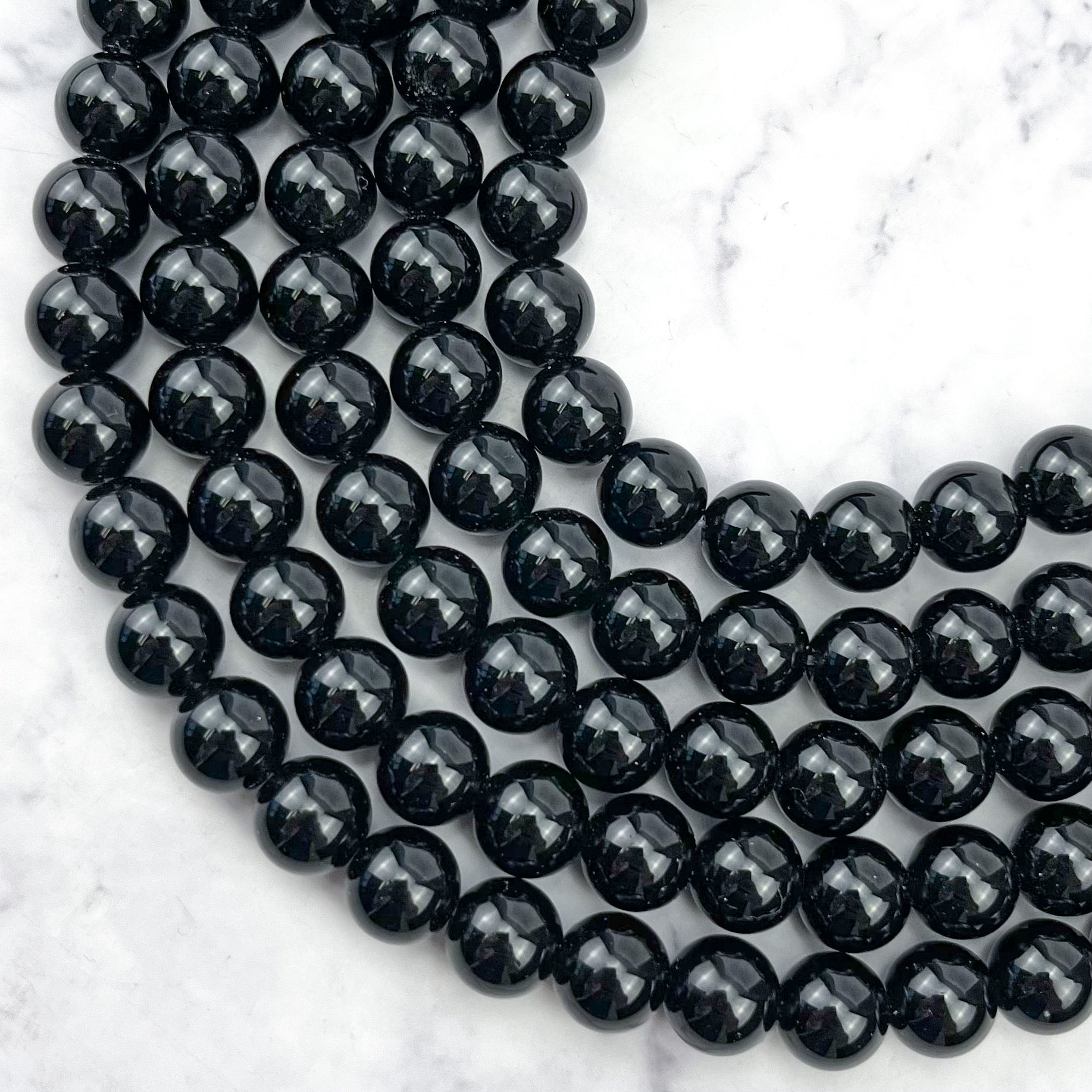 8mm Black Obsidian Bead Strand Y9