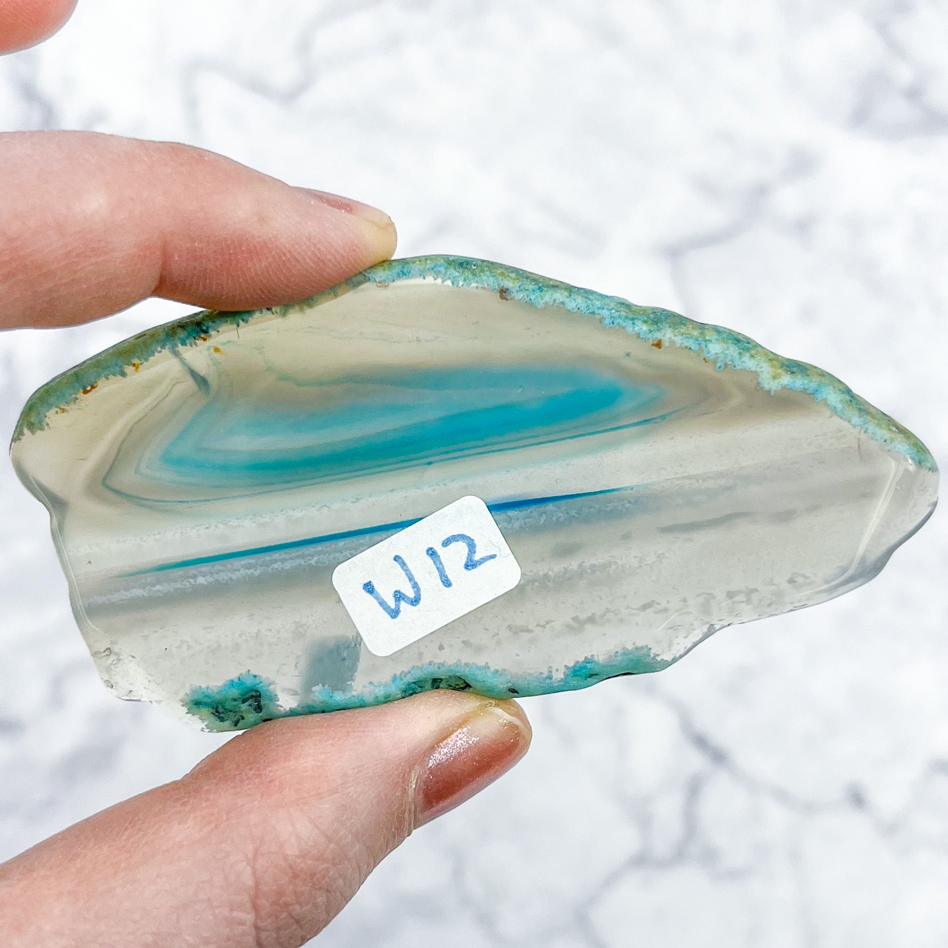 3.5 Inch Dyed Blue Agate Slab W12