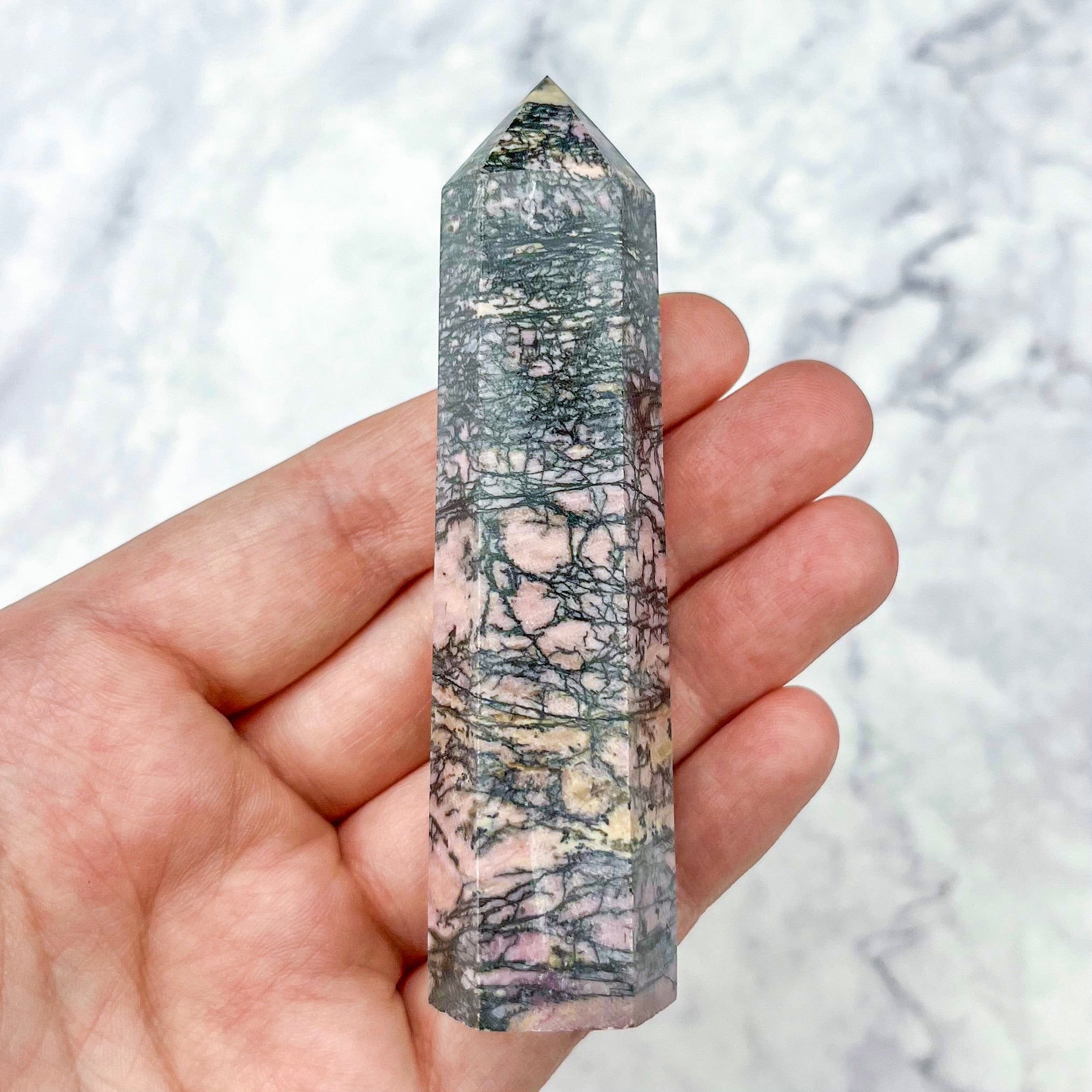 3.5 Inch Rhodonite Tower T19