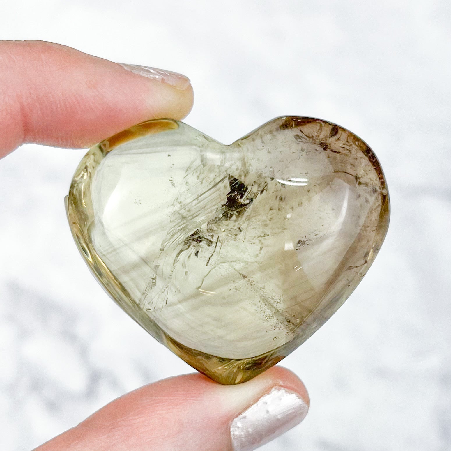 1.75 Inch Smoky Lemon Quartz Heart V36