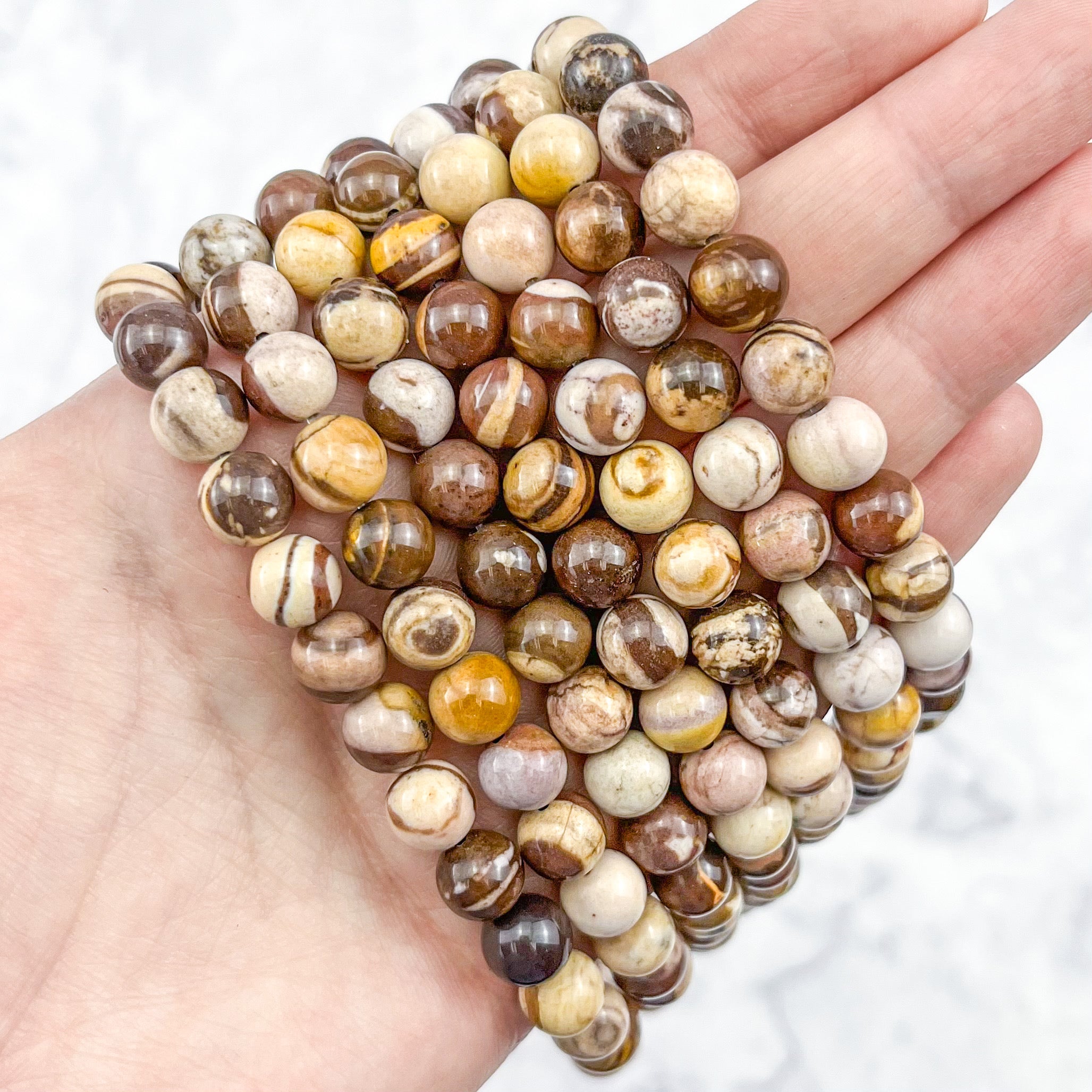 8mm Brown Zebra Jasper Bead Strand B12