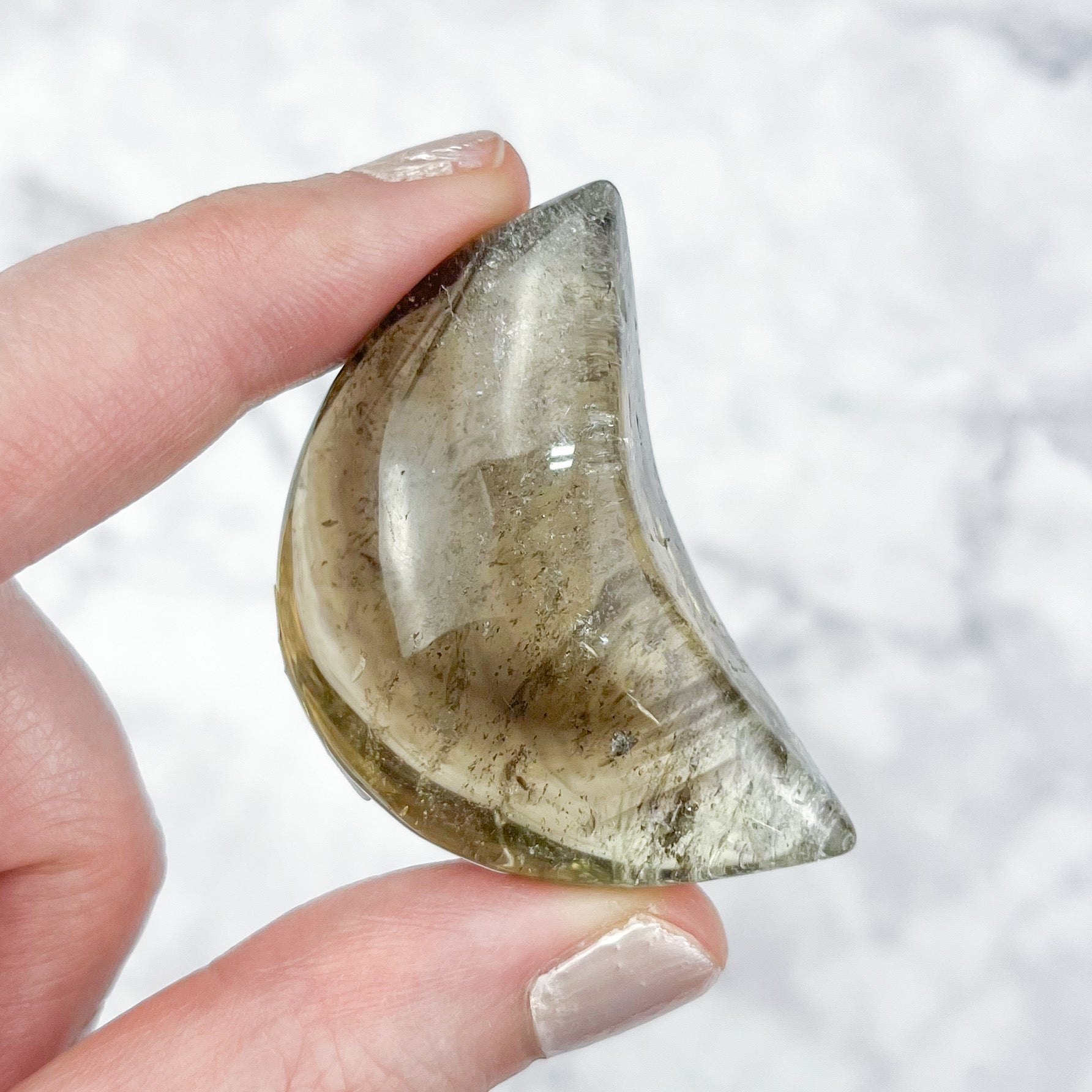 1.75 Inch Smoky Lemon Quartz Moon K28