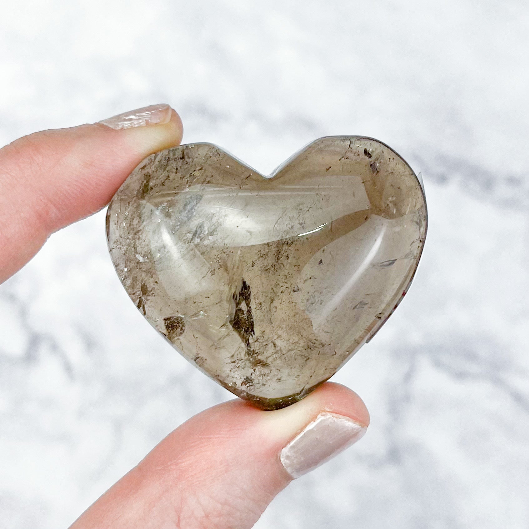 1.75 Inch Smoky Lemon Quartz Heart K32