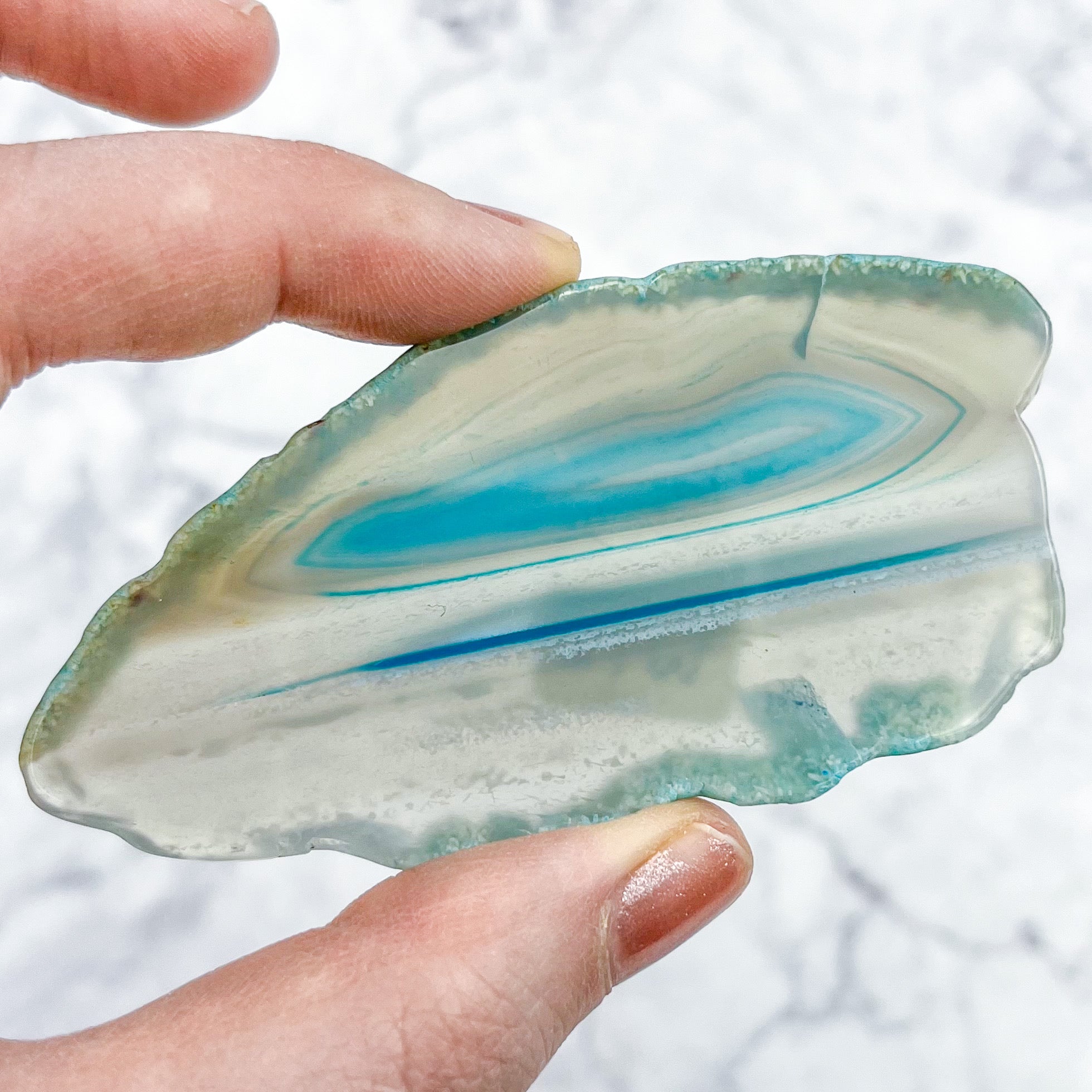 3.5 Inch Dyed Blue Agate Slab W12