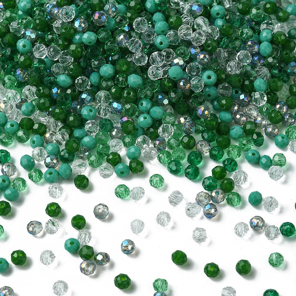 4x3mm Faceted Clover Field Glass Rondelle Bead Pack (~250 Beads) B6