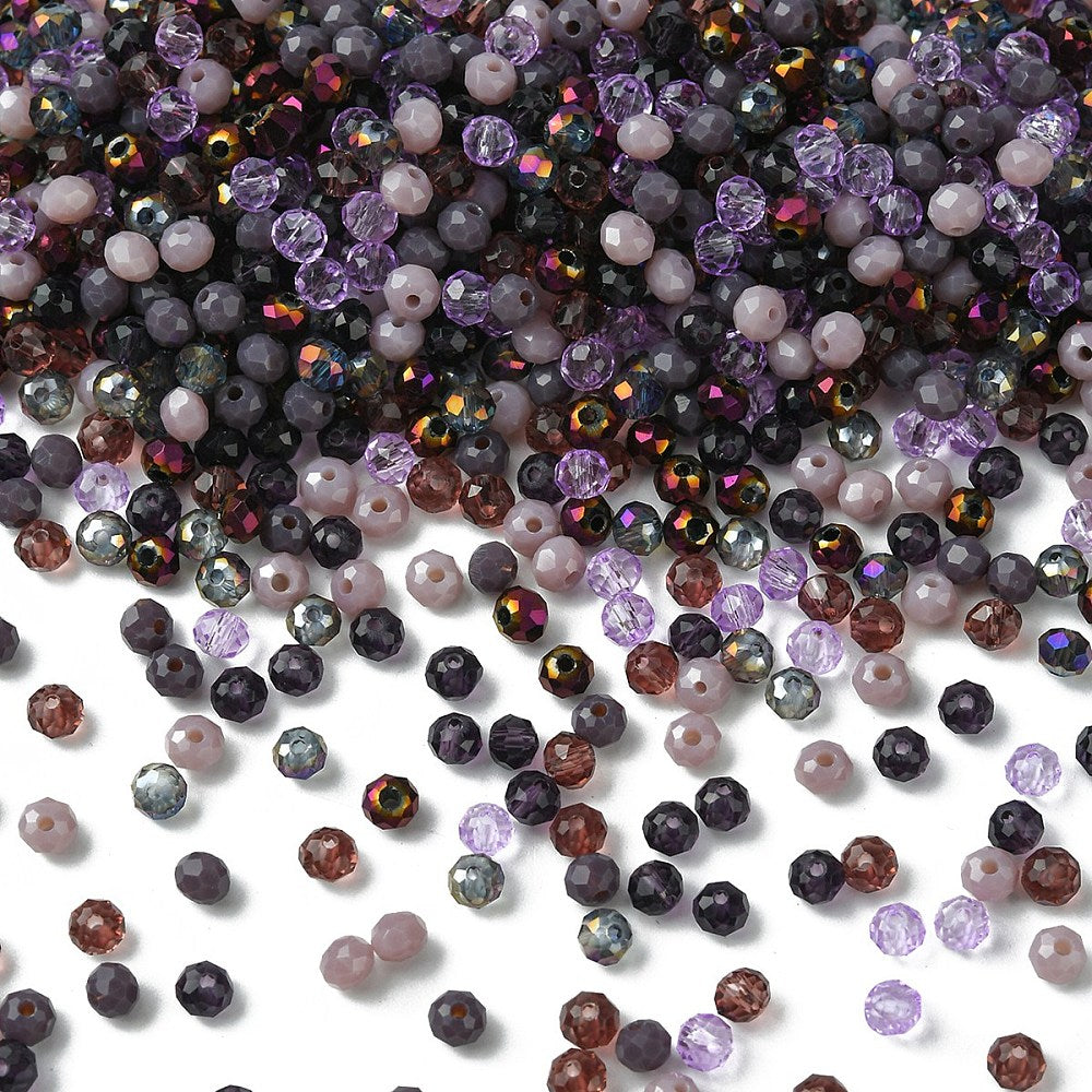 4x3mm Faceted Celestial Orchid Glass Rondelle Bead Pack (~250 Beads) A6