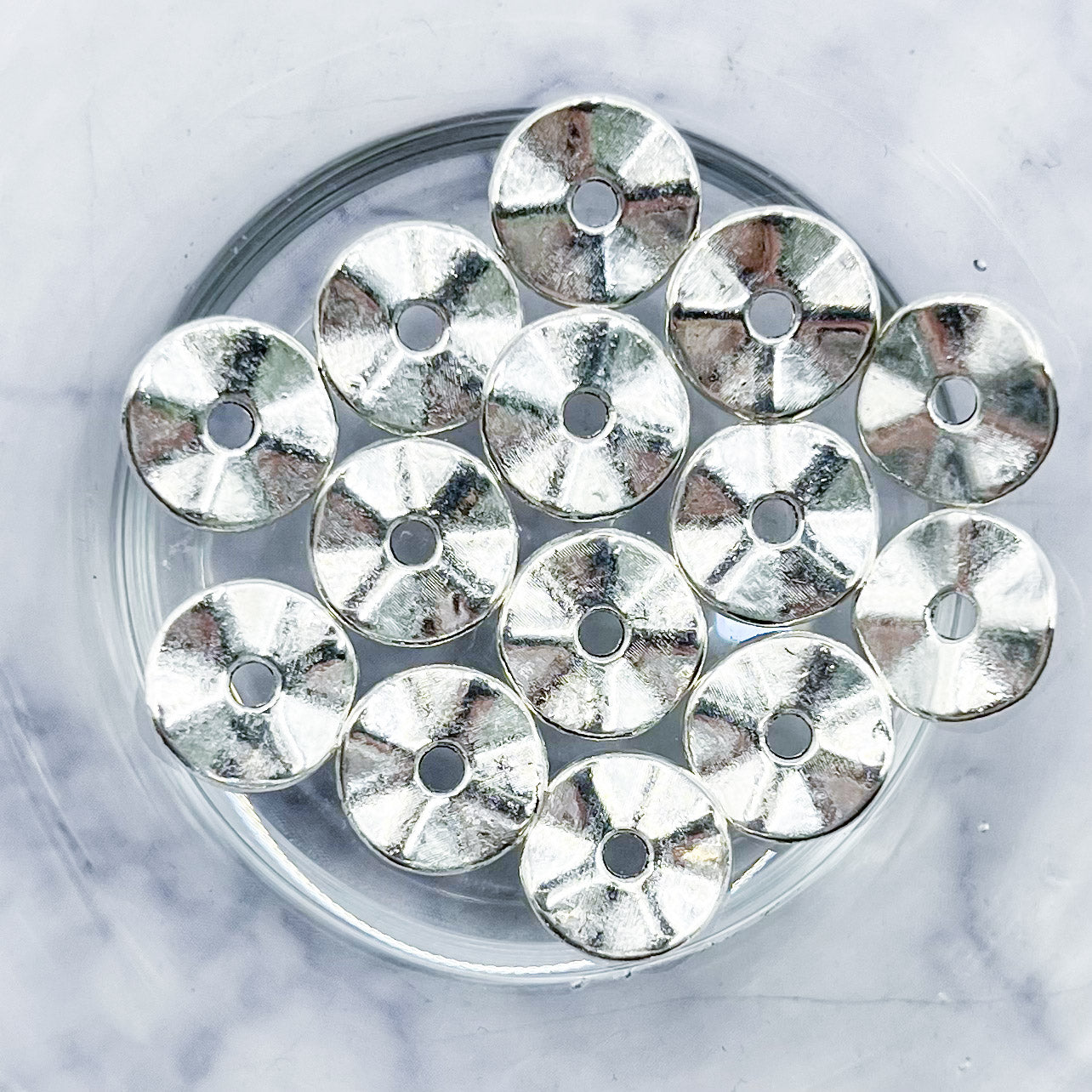 10mm Silver Wavy Coin Spacer Bead Pack N3