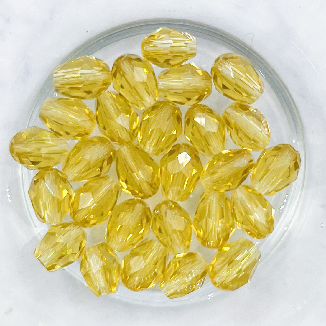 6x8mm Faceted Yellow Crystal Egg Bead Half Strand A6