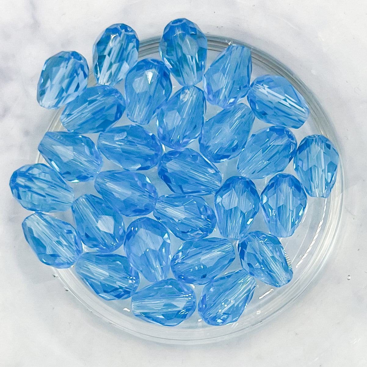 6x8mm Faceted Blue Crystal Egg Bead Half Strand F6