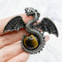 51mm Tiger's Eye Dragon with Open Wings Pendant S12