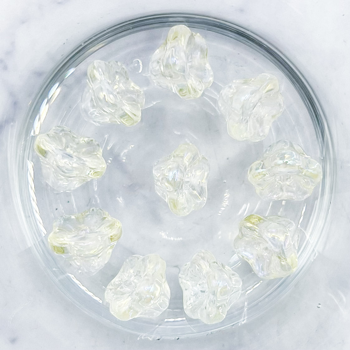 8mm Light Yellow Glass Tulip Bead Pack (10 Beads) D25