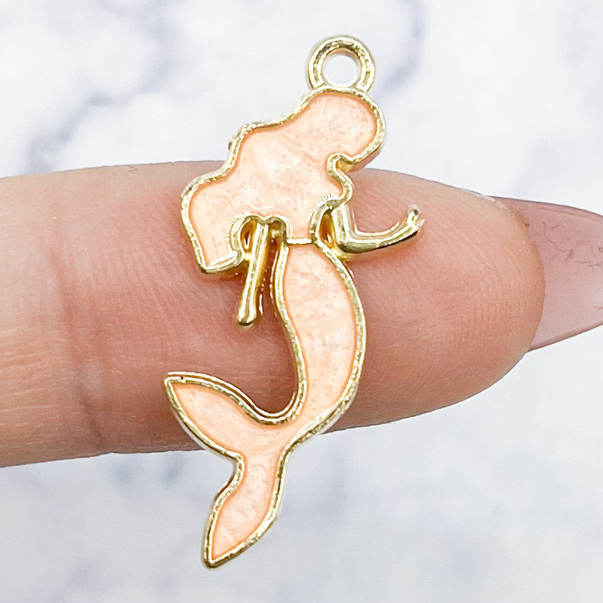 29mm Peach Simple Mermaid Charm L2