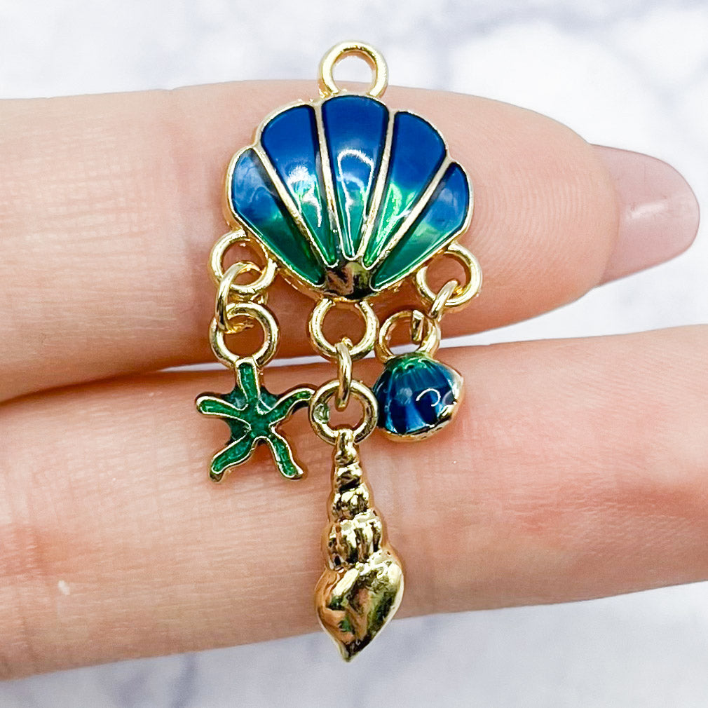 35mm Teal Shells Dangling Charm R35