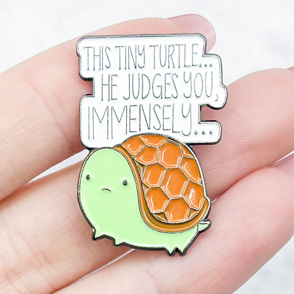 1.5 Inch Judgy Turtle Pin Enamel S6