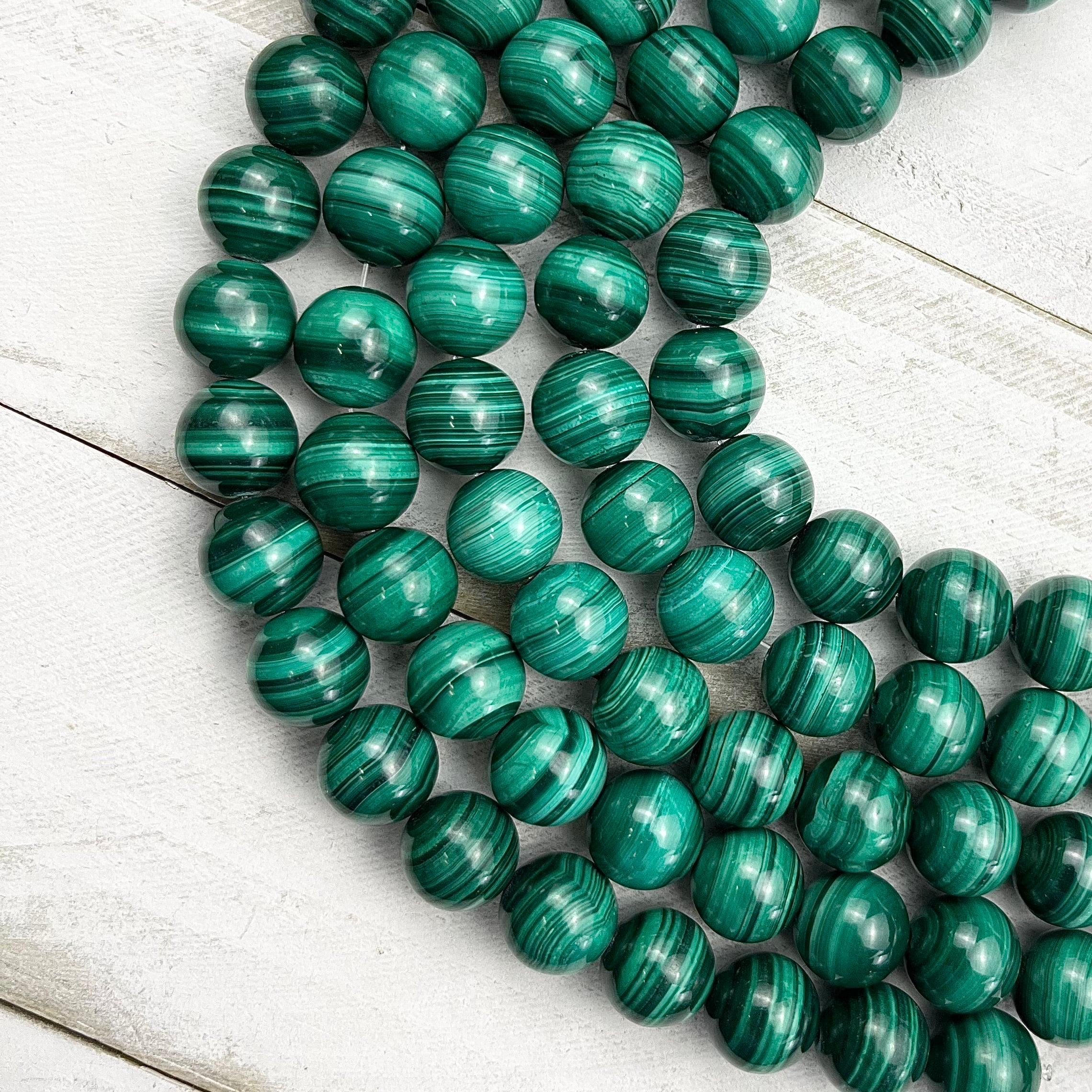 10mm Malachite Bead Third Strand K32