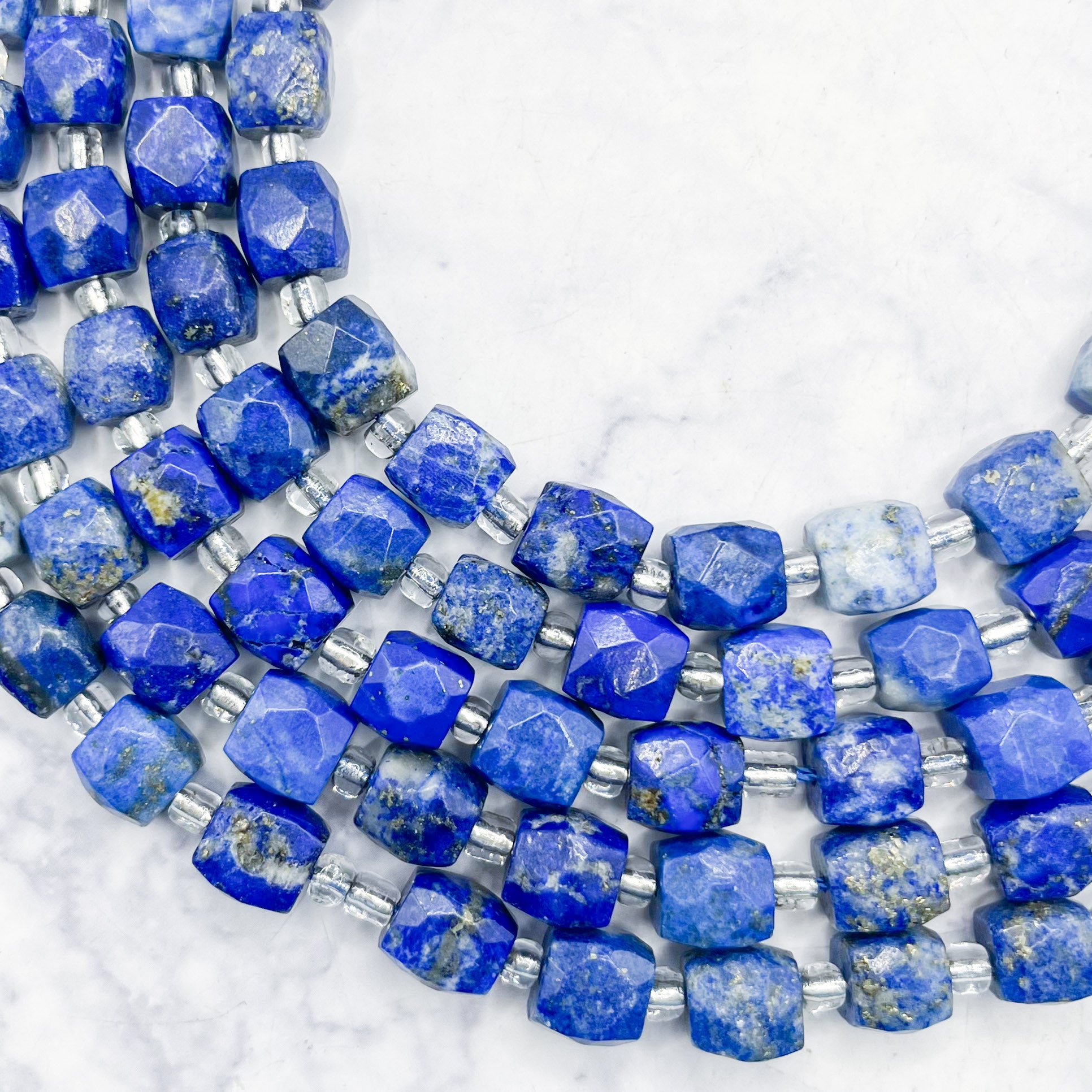 8mm Lapis Lazuli Faceted Cube Bead Pack (10 Beads) X12