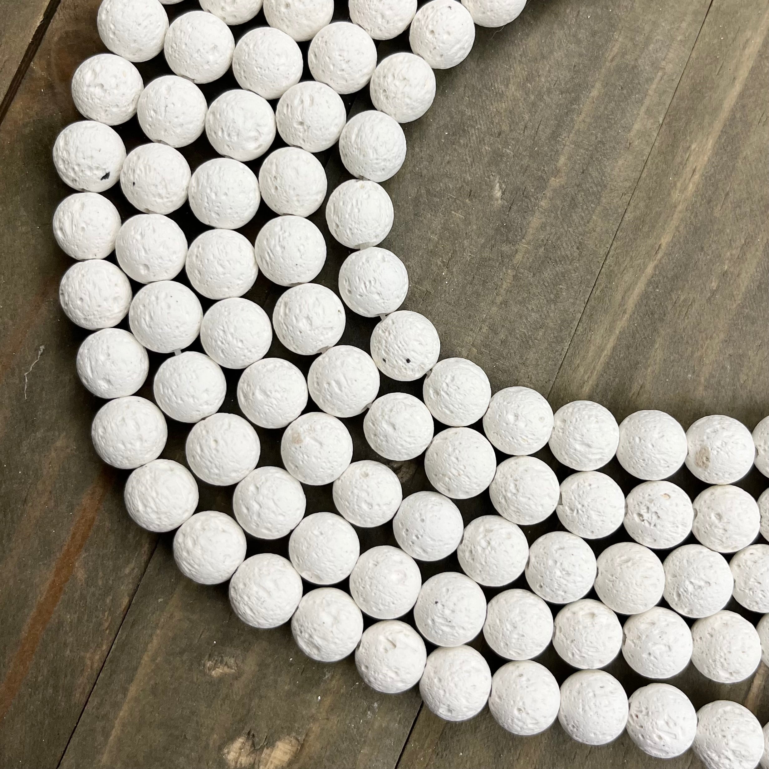 10mm White Lava Stone Bead Strand C8