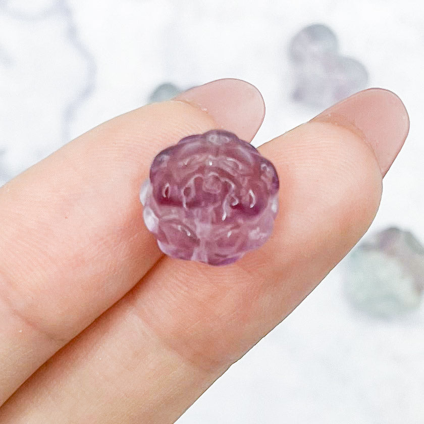 10mm Rainbow Fluorite Lotus Focal Bead B7