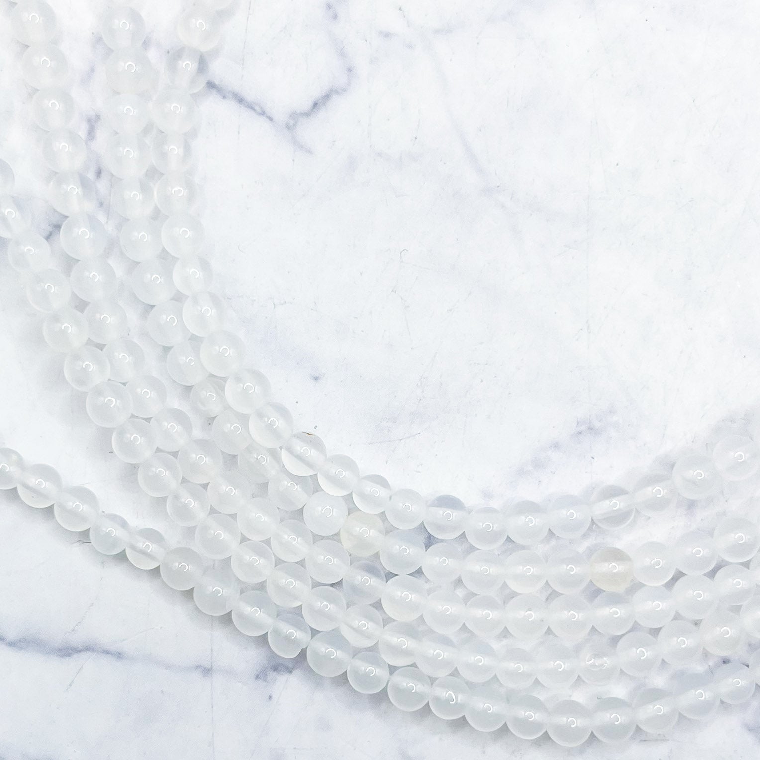 4mm White Agate Bead Strand C8