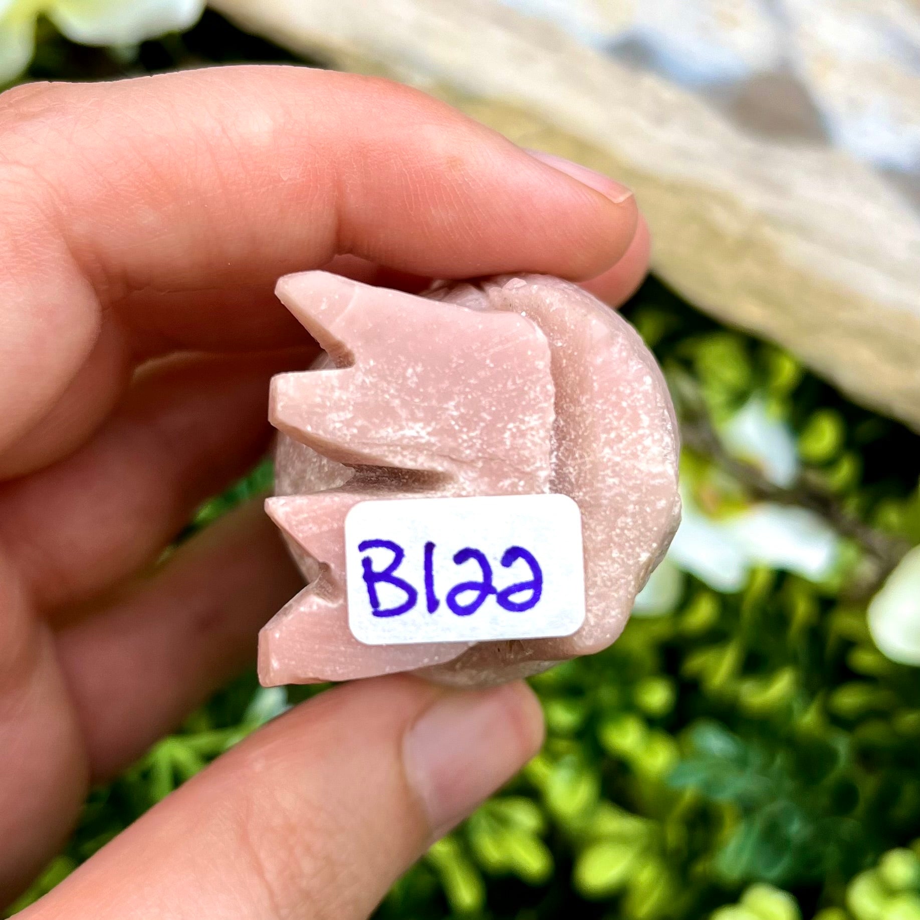 3 Inch Pink Opal Owl Carving B122