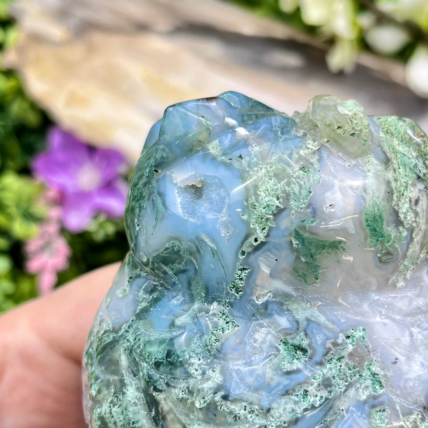 3.5 Inch Moss Agate Owl G195