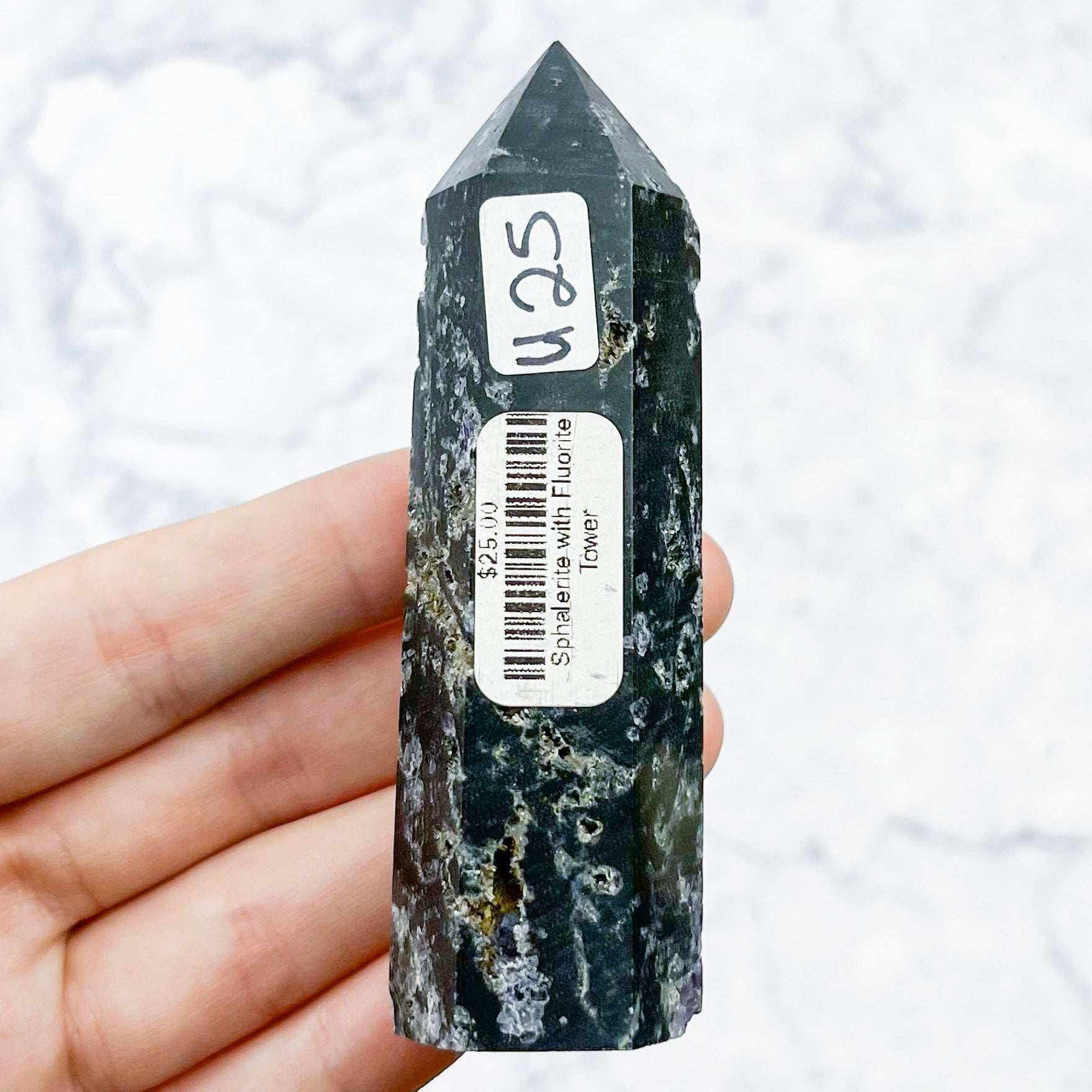 3.5 Inch Sphalerite with Fluorite Tower U25