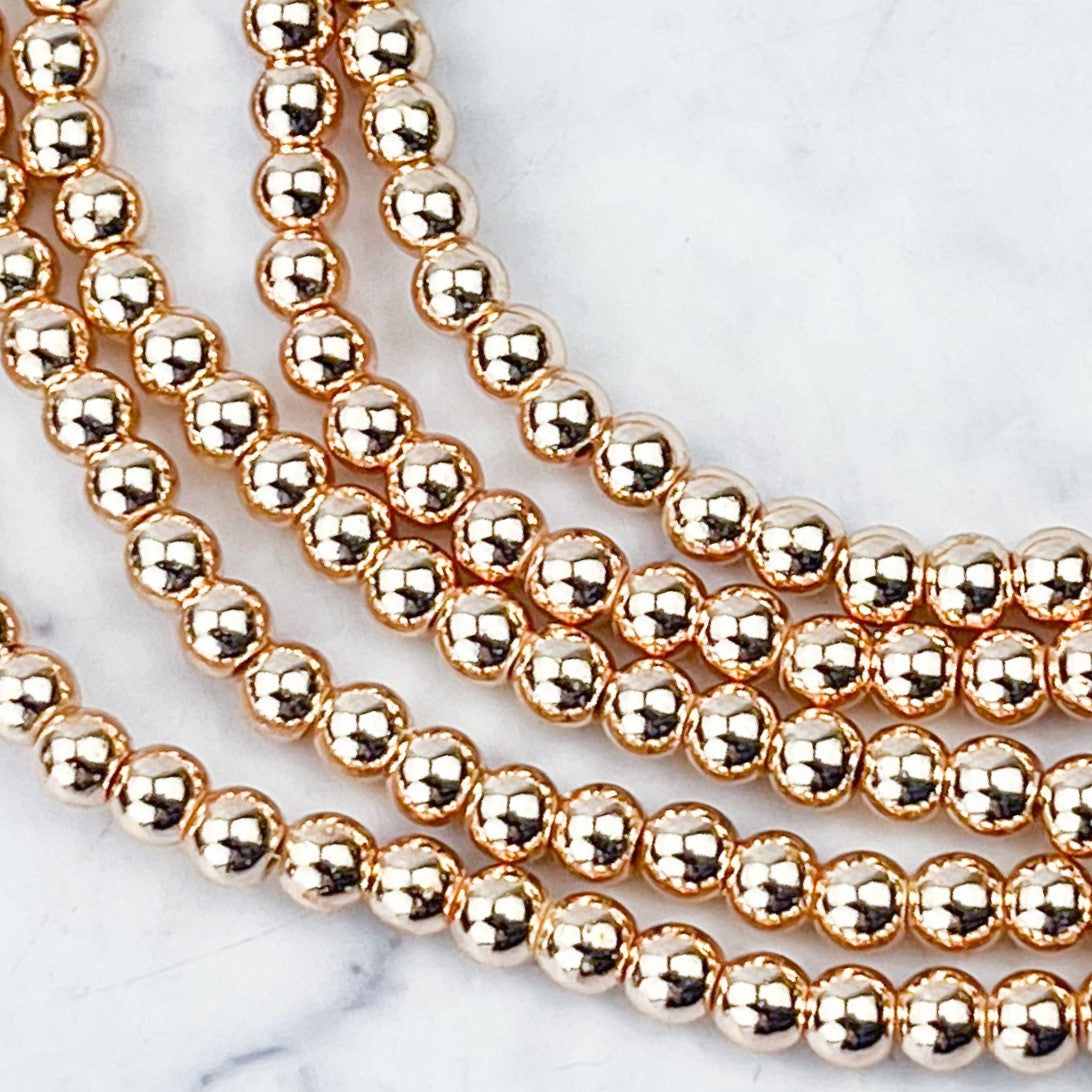 4mm Rose Gold Hematite Bead Strand M7