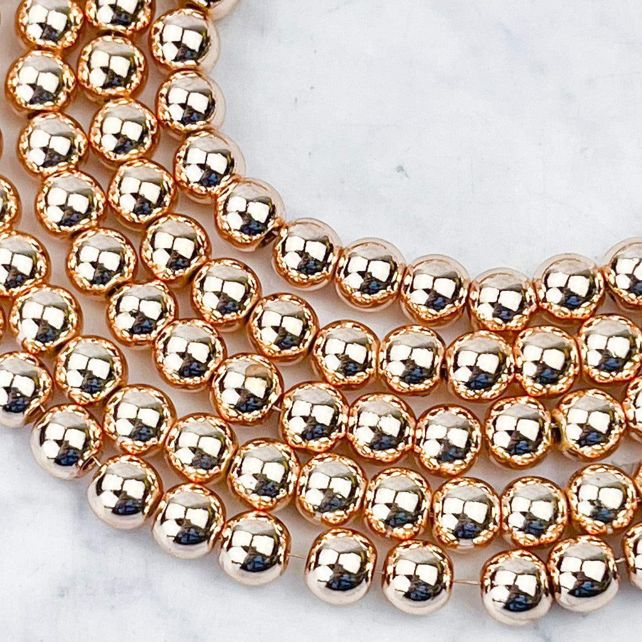 6mm Rose Gold Hematite Bead Strand N8