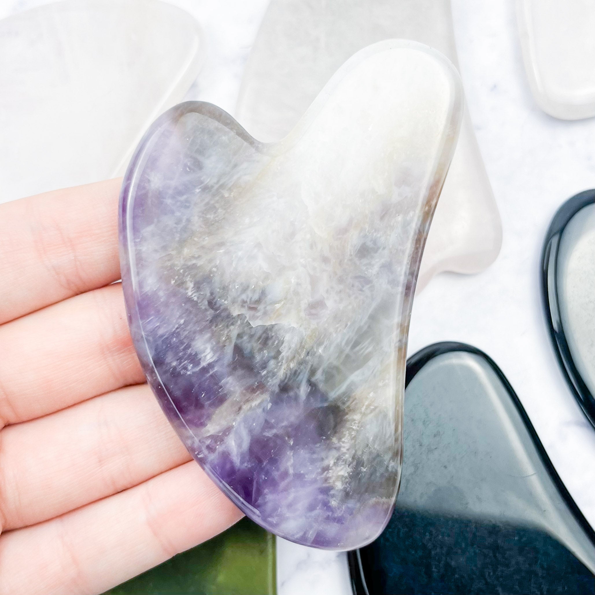 3 Inch Amethyst Heart Gua Sha A16