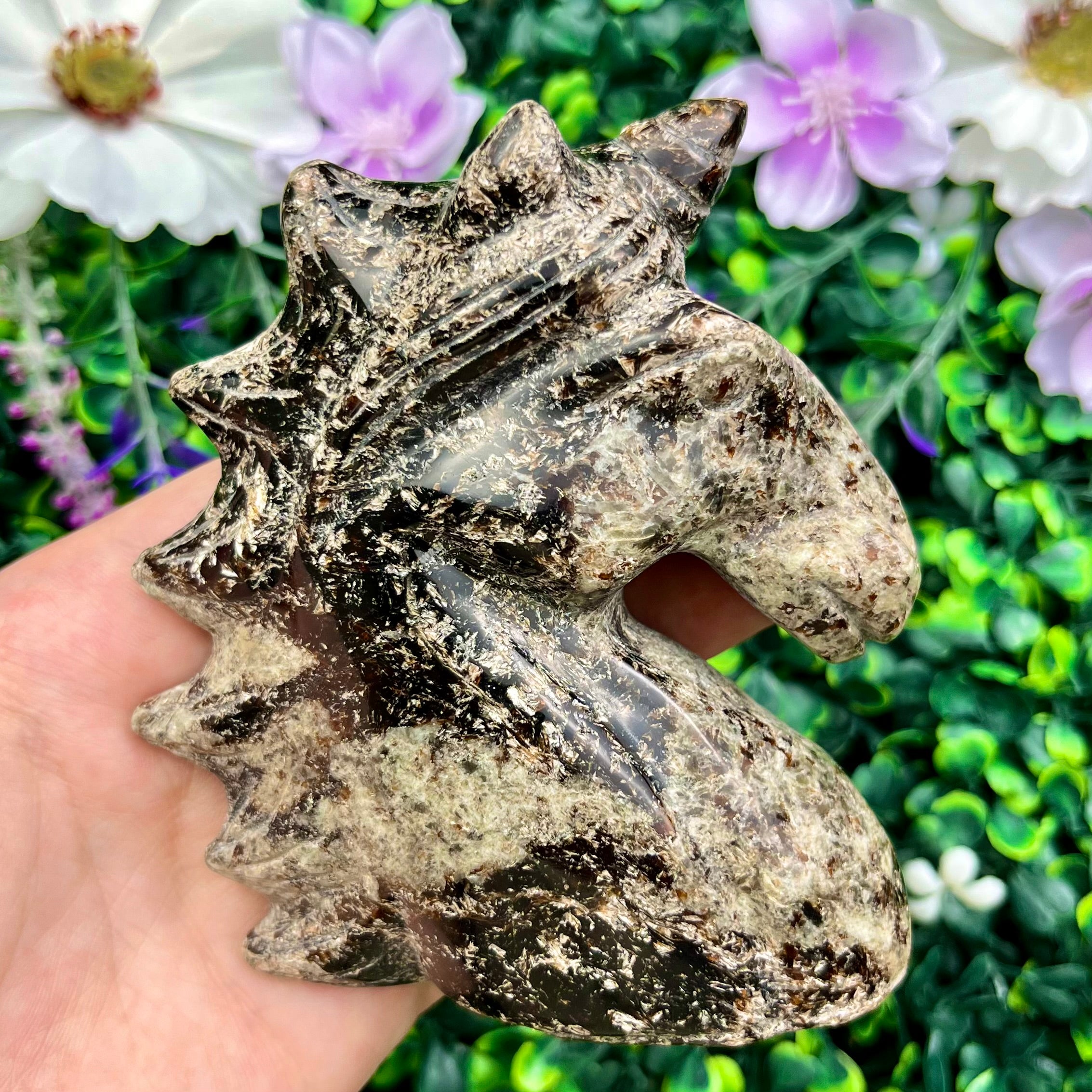 4 Inch Calcite and Mica Unicorn F175