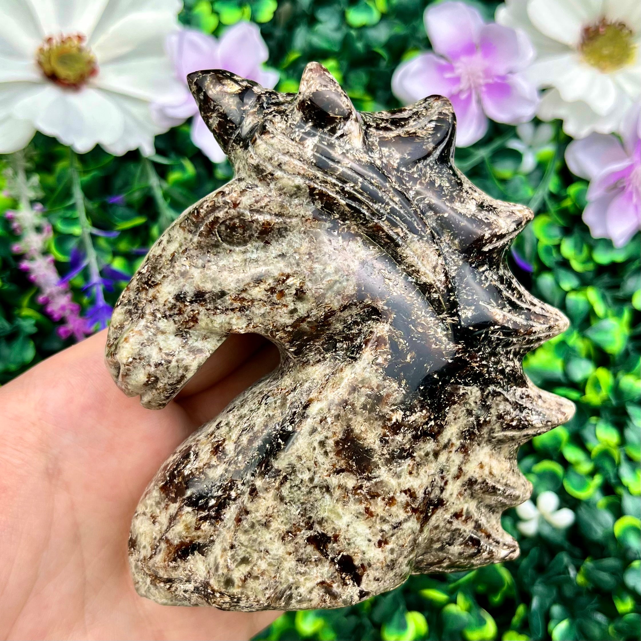 4 Inch Calcite and Mica Unicorn F175