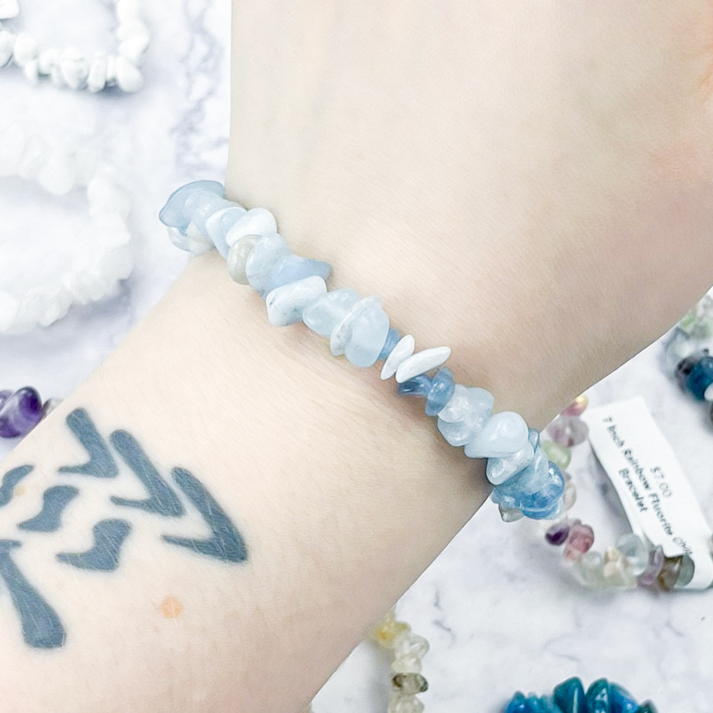 7-Inch Aquamarine Chip Bracelet B7