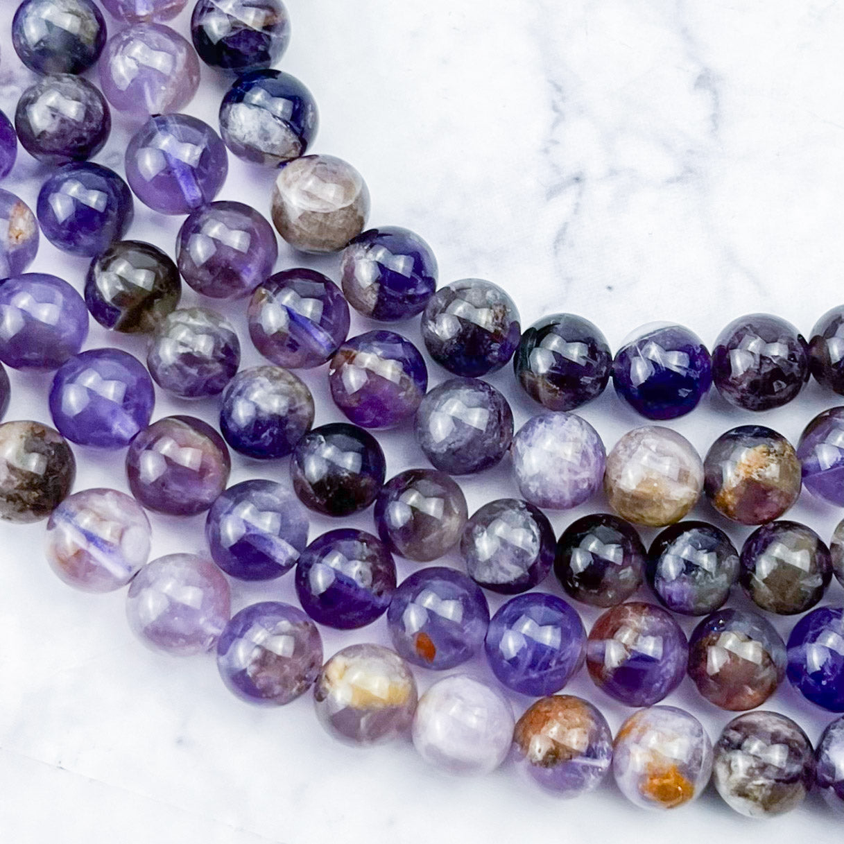 8mm Phantom Amethyst Bead Half Strand B14