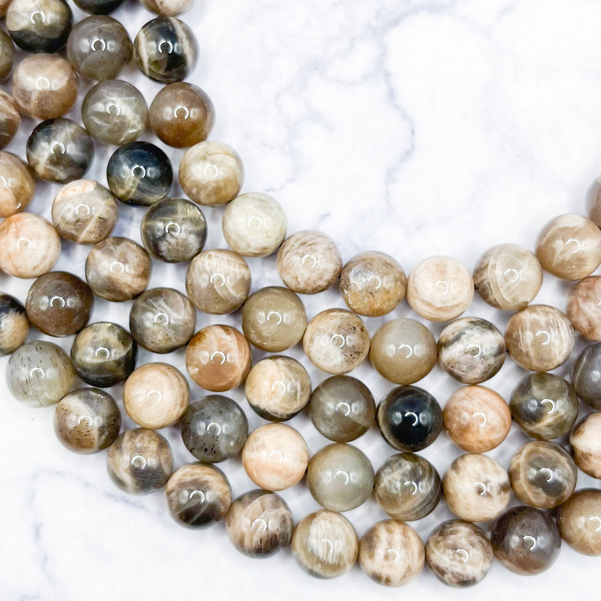 10mm Multi Moonstone Bead Half Strand W24