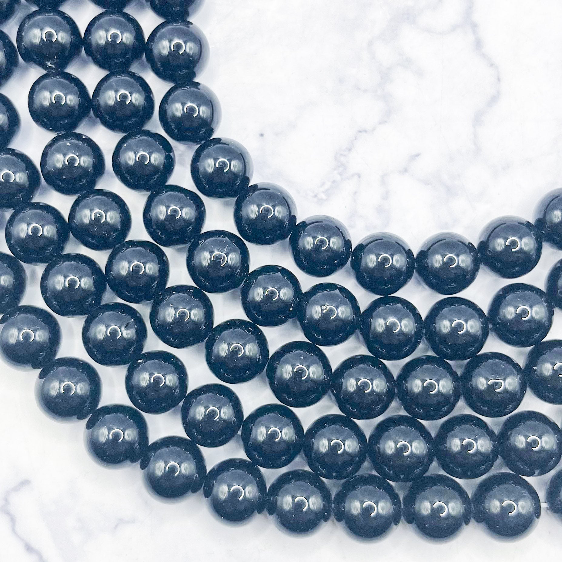 10mm Black Obsidian Bead Strand G10