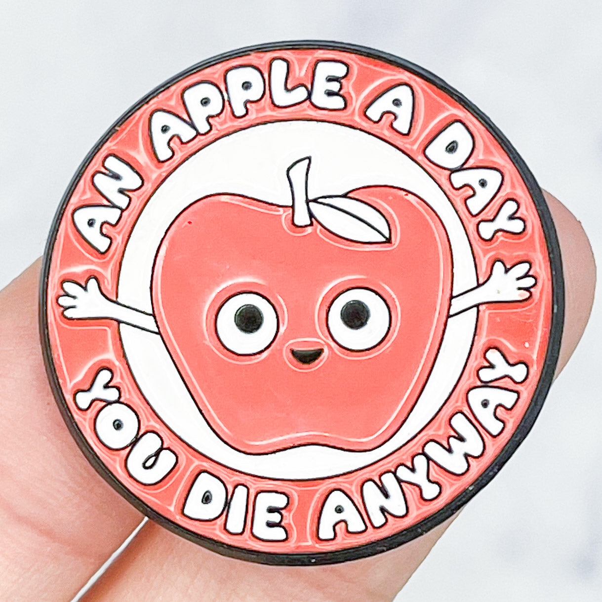 1.25 Inch An Apple a Day Pin D6