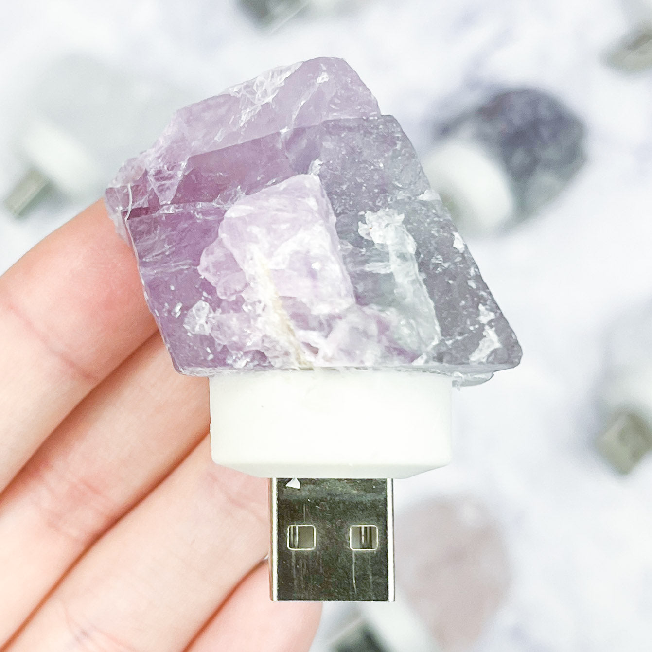 Raw Rainbow Fluorite USB Lamp R7